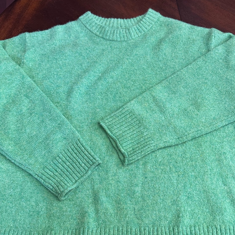 American Eagle Green Soft Boxy Loose Crewneck Coastal Grandma Sweater Medium
